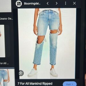 7 for all Mankind Ripped High-waist cropped straight jeans in Topanga